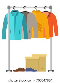 male clothes and shoes on flat design