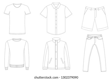 Male Clothes Vector Outlines Black White Stock Vector (Royalty Free ...