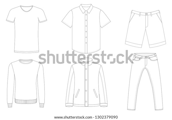 Male Clothes Vector Outlines Black White Stock Vector (Royalty Free ...