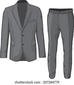 Male Clothing Suit Coat And Pants. Vector Illustration.