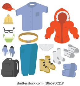 Male Clothing, Vector Icon Set.