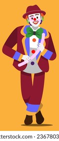 male clown with makeup and in a clown costume