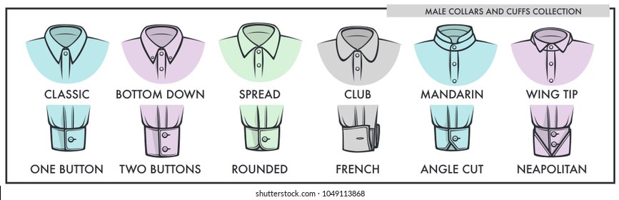 Male collars and cuffs of classic shirts collection