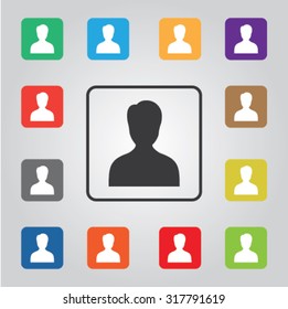 Male colored vector icon set for web and mobile