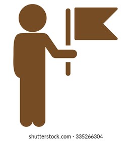 Male Commander vector icon. Style is flat symbol, brown color, rounded angles, white background.
