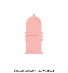 Male condom colored flat style icon. Contraceptive birth control methods. Contraception and pregnancy prevention. Vector element isolated on white.