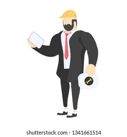Male construction engineers with white background