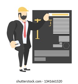 Male construction engineers with white background