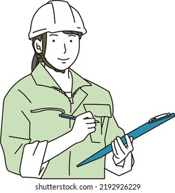 Male construction worker to check documents