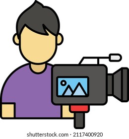 Male Content creator Vector Color Icon Design, Video blogger Symbol, vlogger or videography equipment Sign, motion pictures and film maker Stock illustration, Public Figure Concept