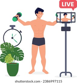 Creadores de contenido masculino que realizan Vlogging y streaming