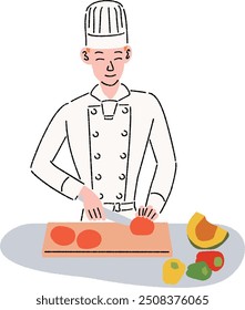 A male cook prepares the food1