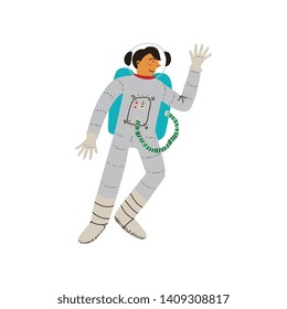Male Cosmonaut or Astronaut in Space Suit, Space, Cosmos Theme Design Element Cartoon Vector Illustration
