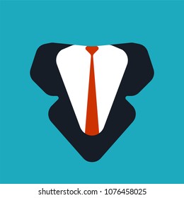 Male costume template. Jacket and tie. Vector illustration
