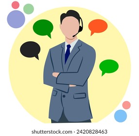Male costumer service vector for banner