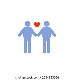 Male couple icon with love heart. Happy partner sign. Vector icon. Symbol for love, room