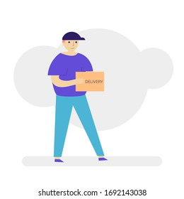 Male courier in flat style. Delivery service character. Vector.