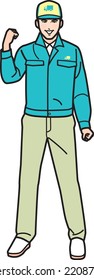 A male courier posing ambitiously.