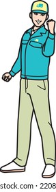 A male courier posing ambitiously.