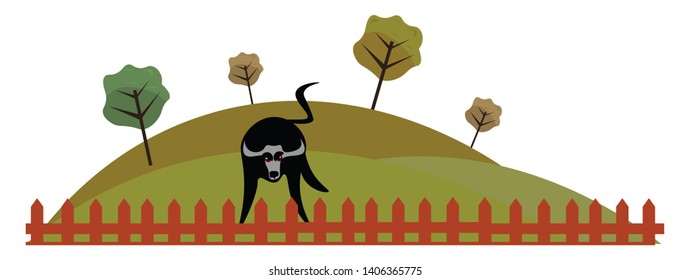 It is a male cow., vector, color drawing or illustration. 