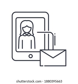 Male customer concept icon, linear isolated illustration, thin line vector, web design sign, outline concept symbol with editable stroke on white background.