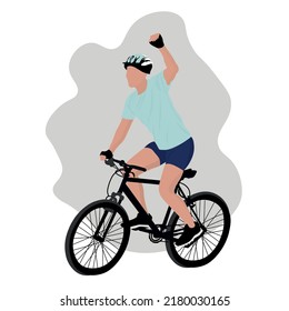 Male cyclist riding bicycle on white background