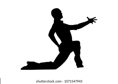 male dancer dance pose on his knee black silhouette