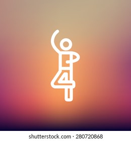 Male dancer icon thin line for web and mobile, modern minimalistic flat design. Vector white icon on gradient mesh background.