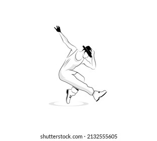 male dancer shaped line logo design
