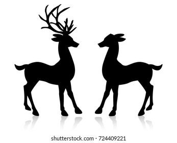 Male deer and female deer icon illustration isolated vector sign symbol. Vector illustration design for Xmas cards, banners and flyers, vector illustration isolated on white background.