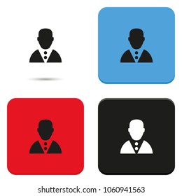 Male default avatar profile in costume flat vector icon.