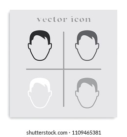 Male default avatar profile. Male head flat black and white vector icon.