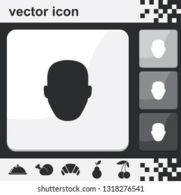 Male default avatar profile. Male head flat set of buttons vector silhouette.