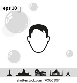 Male default avatar profile. Male head icon.