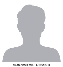 Male Default Avatar Profile Icon. Man Face Silhouette Person Placeholder. Vector Illustration.