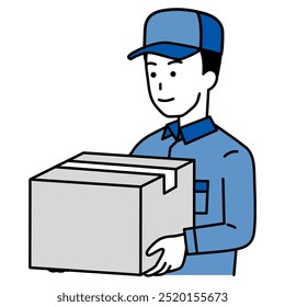 Male delivery man carrying a cardboard box