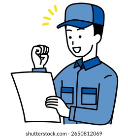 Male delivery man is happy to see the documents