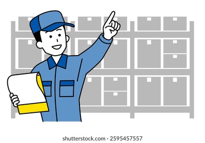 Male delivery man managing inventory