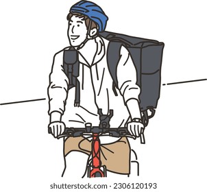 Male delivery person doing food delivery by bicycle
