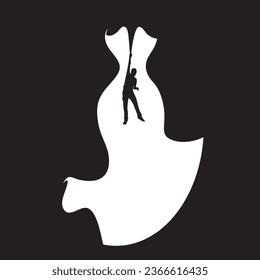 Male dependence on a woman. Vector illustration.