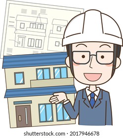 Diseñador masculino explicando sobre vivienda