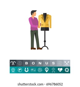 Male designer showing jacket icon