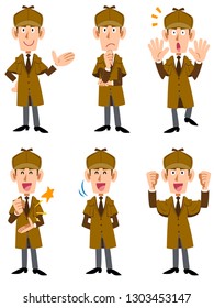 Male detective 6 sets of facial expressions and gestures 2