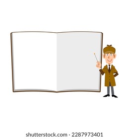 A male detective explaining in front of a notebook