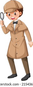 Male detective wearing brown overcoat and hat illustration