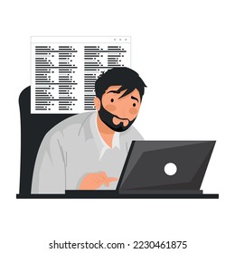 male developer with laptop character
