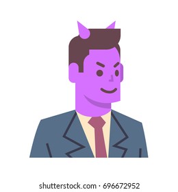 Male Devil Emotion Icon Isolated Avatar Man Facial Expression Concept Face Vector Illustration