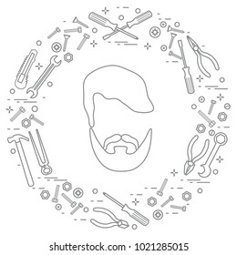Male and different tools for building, construction and home repair. Design for banner and print.