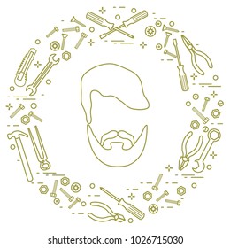 Male and different tools for building, construction and home repair. Design for banner and print.