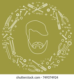 Male and different tools for building, construction and home repair. Design for banner and print.